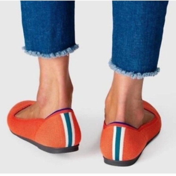 Rothy's Shoes - Rothy's Orange Flats with Striped Detail